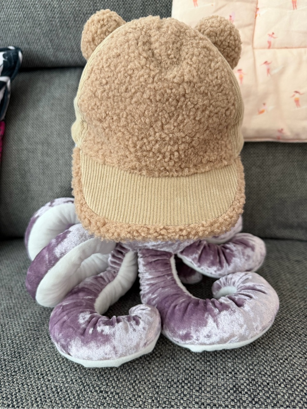 Zara Teddy Sherpa + Corduroy Cap - Baby